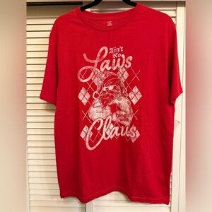 Holiday Time Red Christmas Santa Costume T-Shirt Sz M Ain’t No Law’s w/ Claus